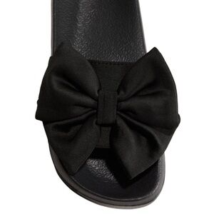 H&M Bow Front Black Pool Slides with Elastic Back Strap